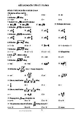 Đề cương ôn tâp kỳ I Toán 9